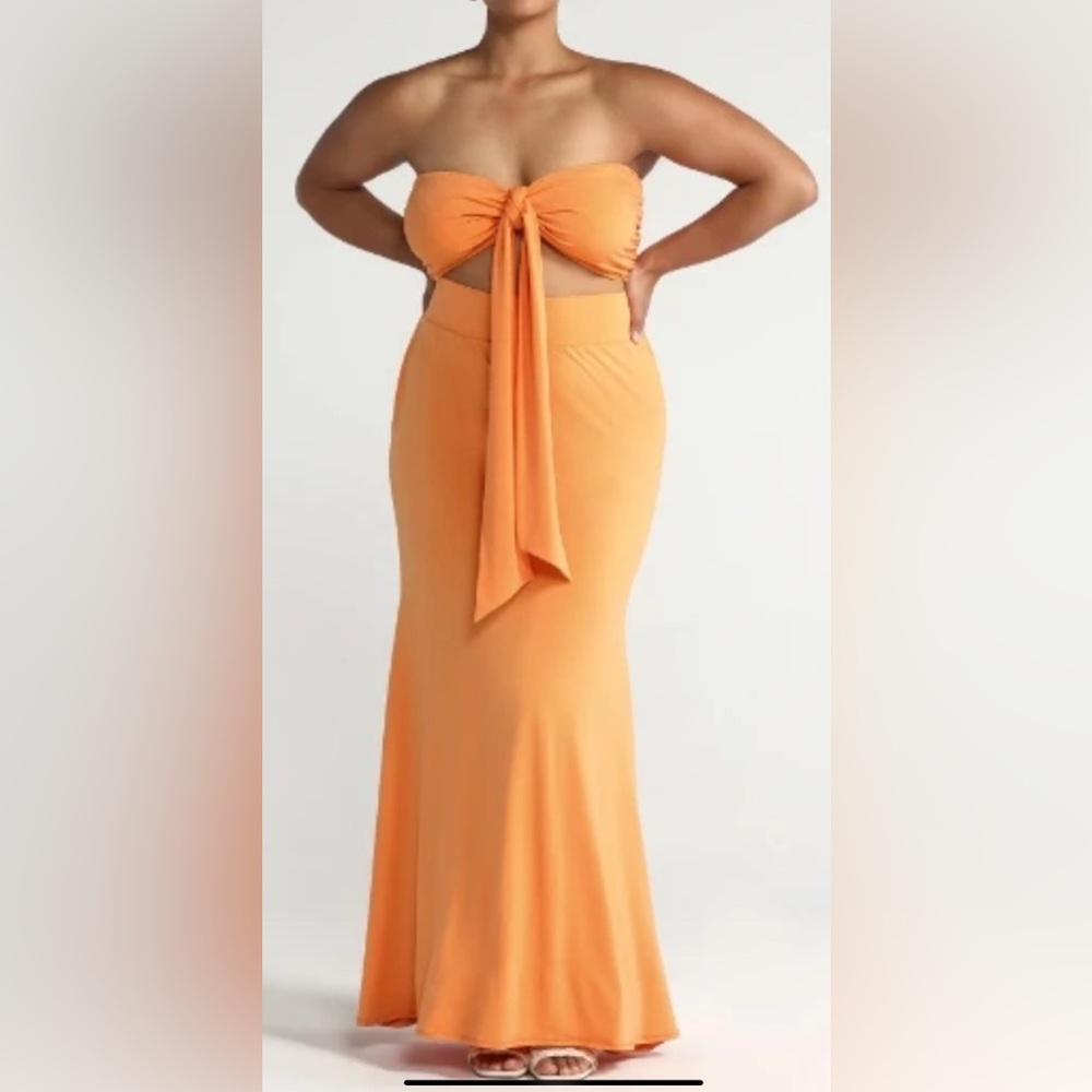 Fashion to Figure Sarah Rae Vargas Mermaid Maxi Set 2X NWT Orange Strapless